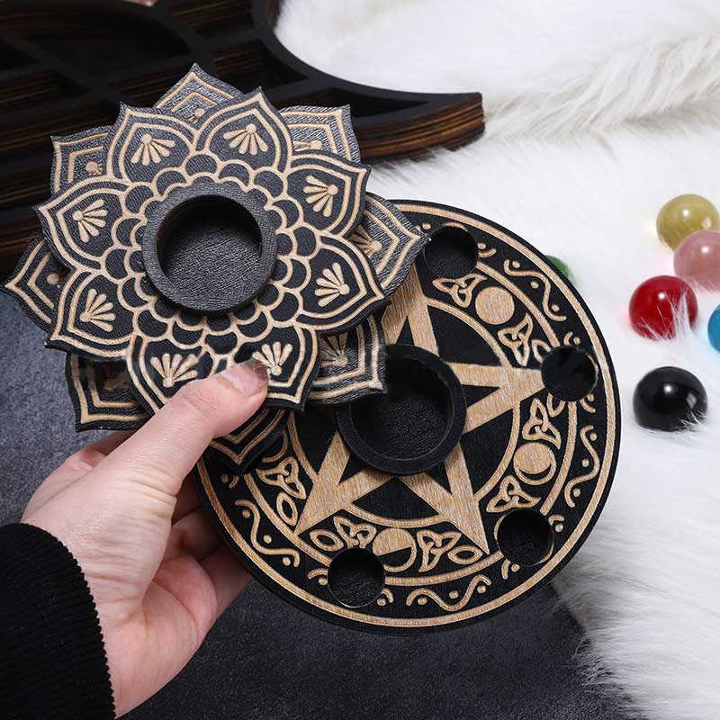Présentoir à boules de cristal en bois pour décoration de lotus Olivenorma