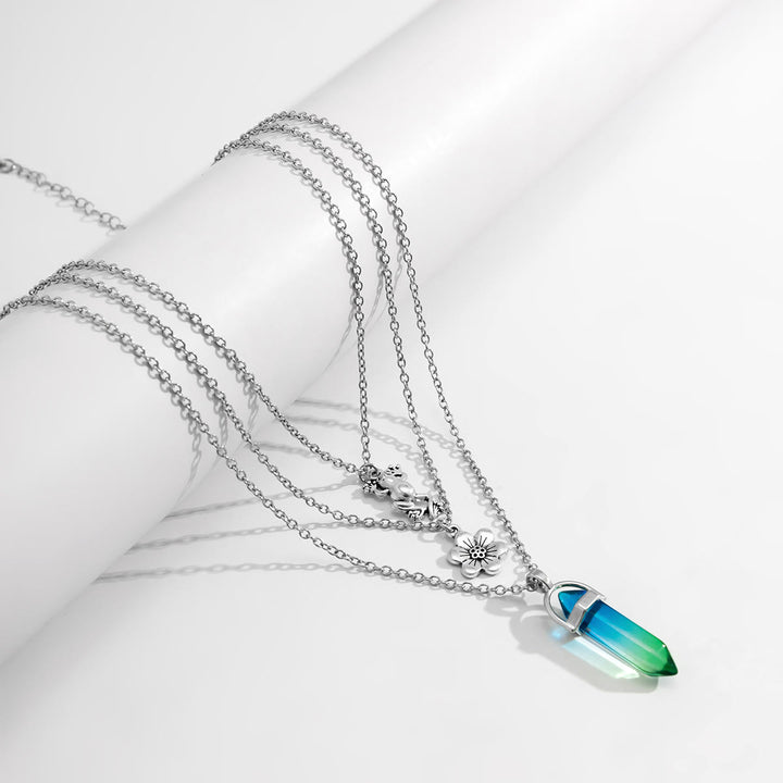 Ensemble de collier avec pendentif en forme de grenouille et fleur en cristal artificiel électroplaqué Olivenorma