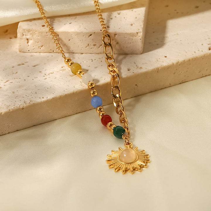 Collier pendentif en forme de soleil en opale Olivenorma