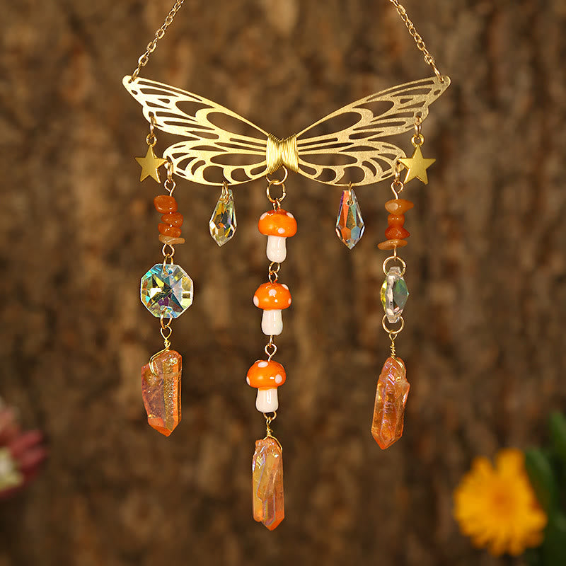 Carillon éolien attrape-soleil en forme d'ailes de papillon en cristal Olivenorma 