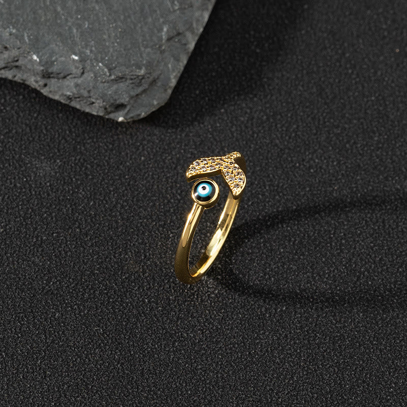 Bague ajustable Olivenorma en zircon blanc avec mauvais œil