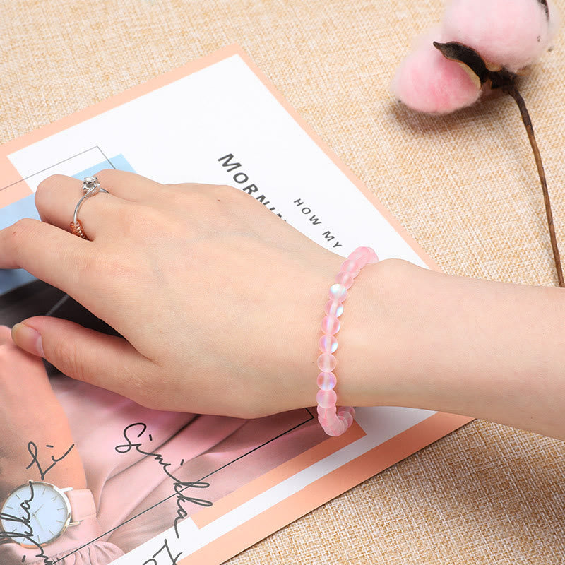 Bracelet en perles de verre cristal rose Olivenorma