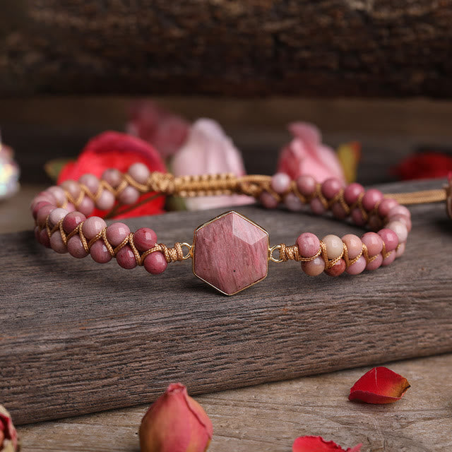 Bracelet tressé en perles hexagonales en cristal brut Olivenorma