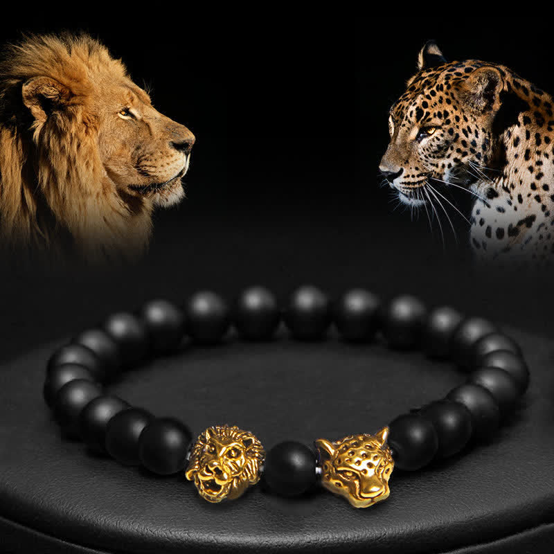 Bracelet de perles en œil de tigre et panthère de lion Olivenorma 