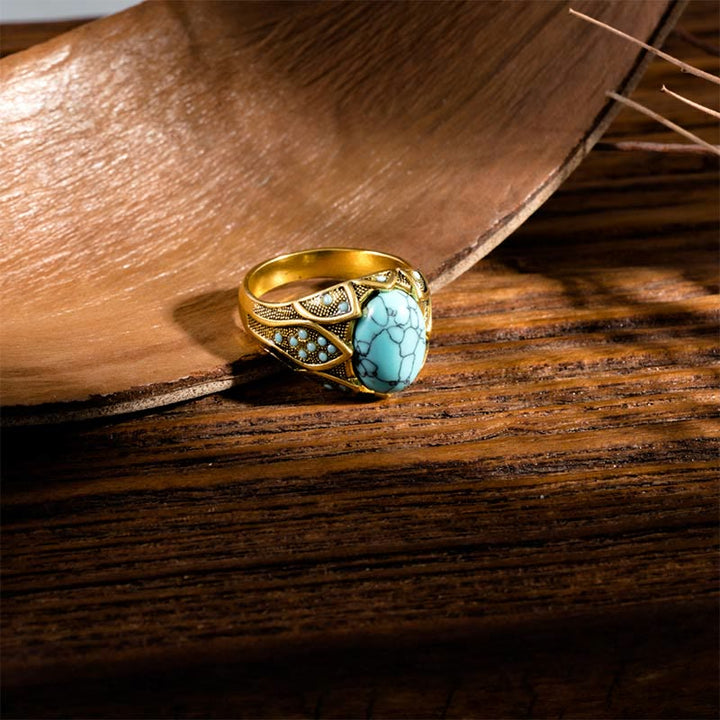 Bague de luxe vintage en turquoise légère Olivenorma