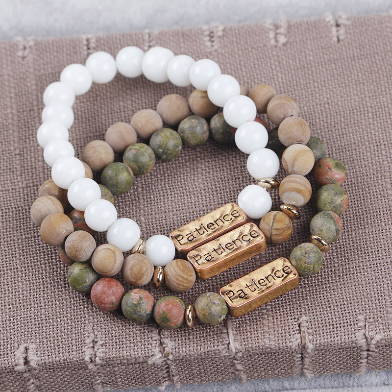 Bracelet gravé avec pierres précieuses naturelles Olivenorma Mom Patience 