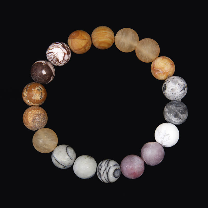 Bracelet planète en perles naturelles givrées de 10 mm Olivenorma 
