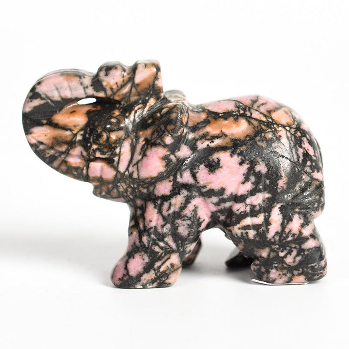 Figurine d'éléphant sculptée Olivenorma 1,5/2 pouces Décoration en pierres précieuses