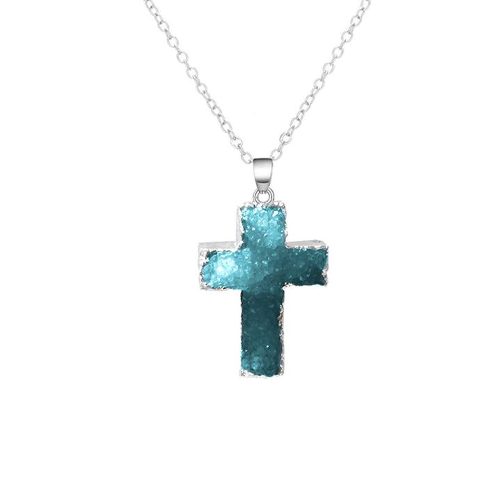 Collier en cristal naturel Reiki avec croix « Cœur guérisseur » Olivenorma 