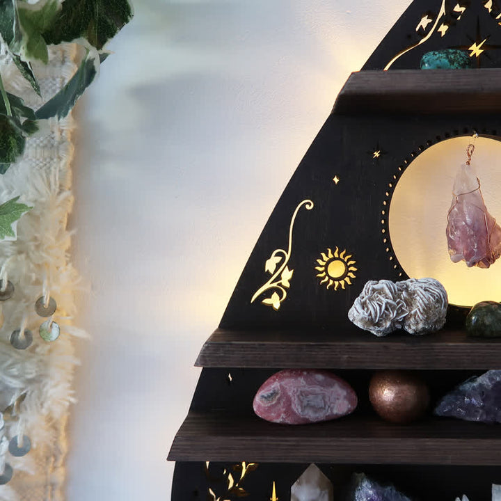 Etagère en cristal en forme de cœur et de lune inversée