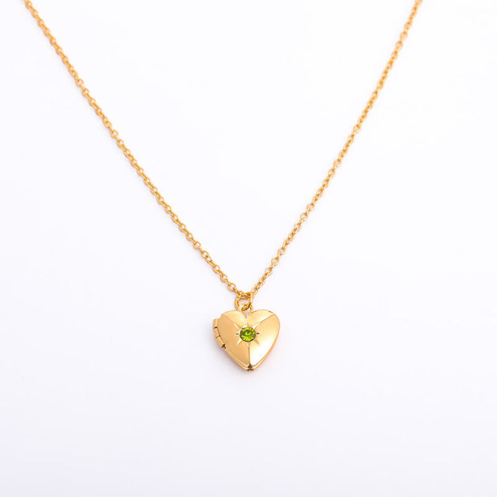 Collier album coeur avec pierre de naissance Olivenorma « Shine in My Heart » 