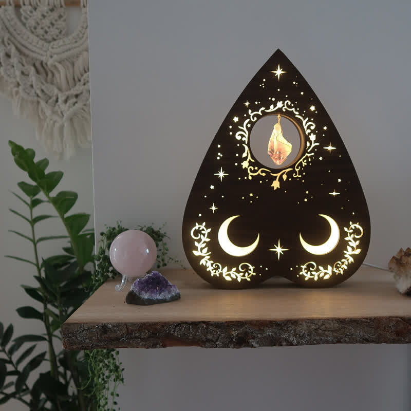 Etagère en cristal en forme de cœur et de lune inversée