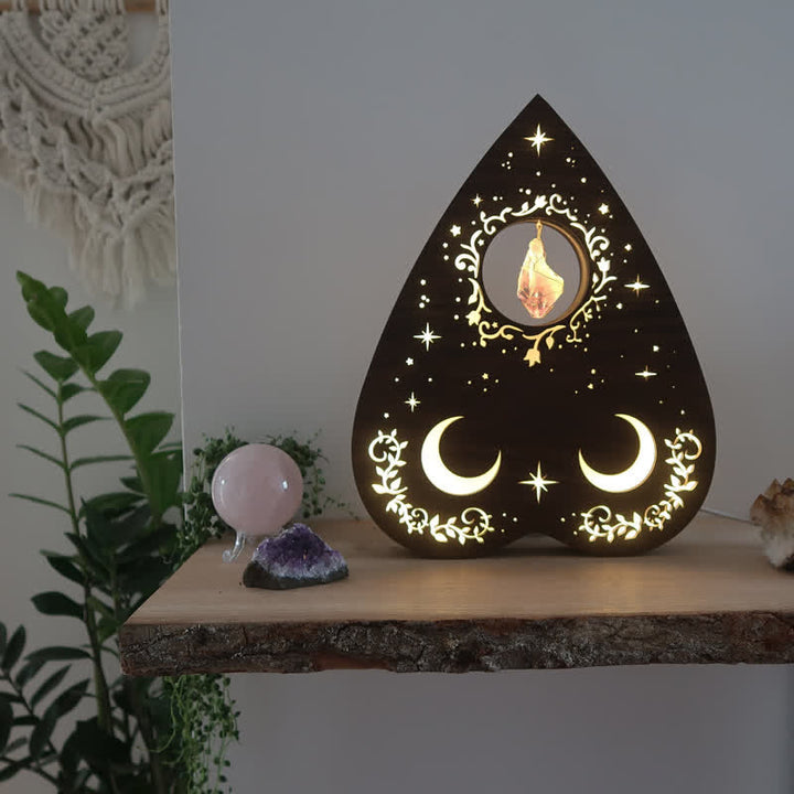 Etagère en cristal en forme de cœur et de lune inversée