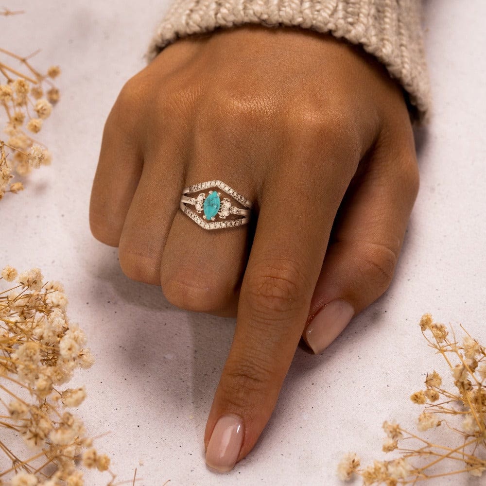 Bague deux pièces turquoise vintage Olivenorma - image 6