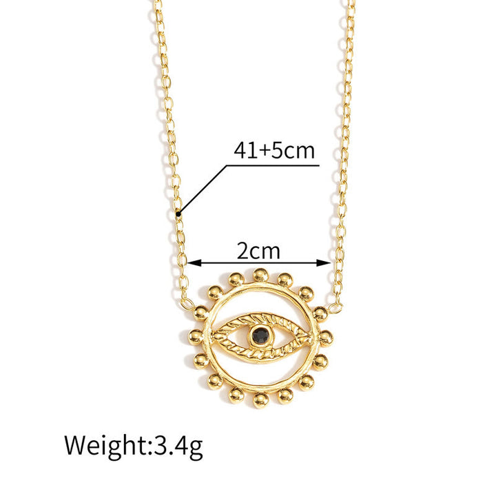Collier rond creux en acier inoxydable plaqué or 18 carats avec mauvais œil Olivenorma