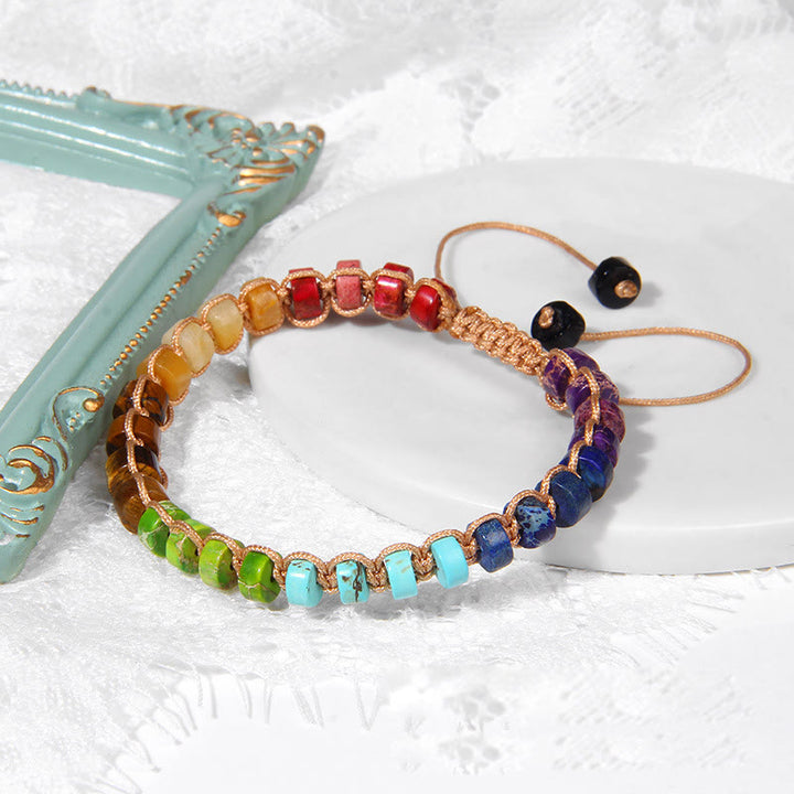 Bracelet tissé en perles de pierre naturelle Olivenorma