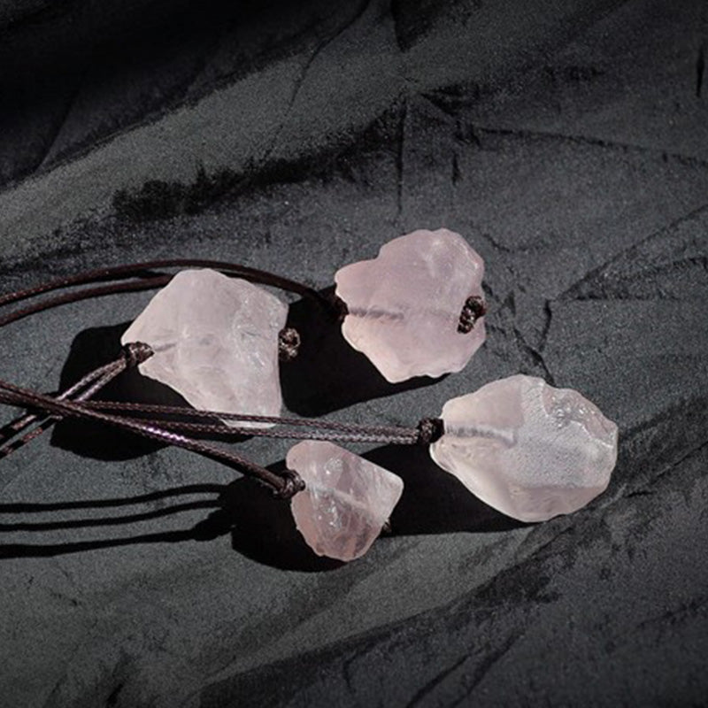 Collier en pierre précieuse de quartz rose naturel