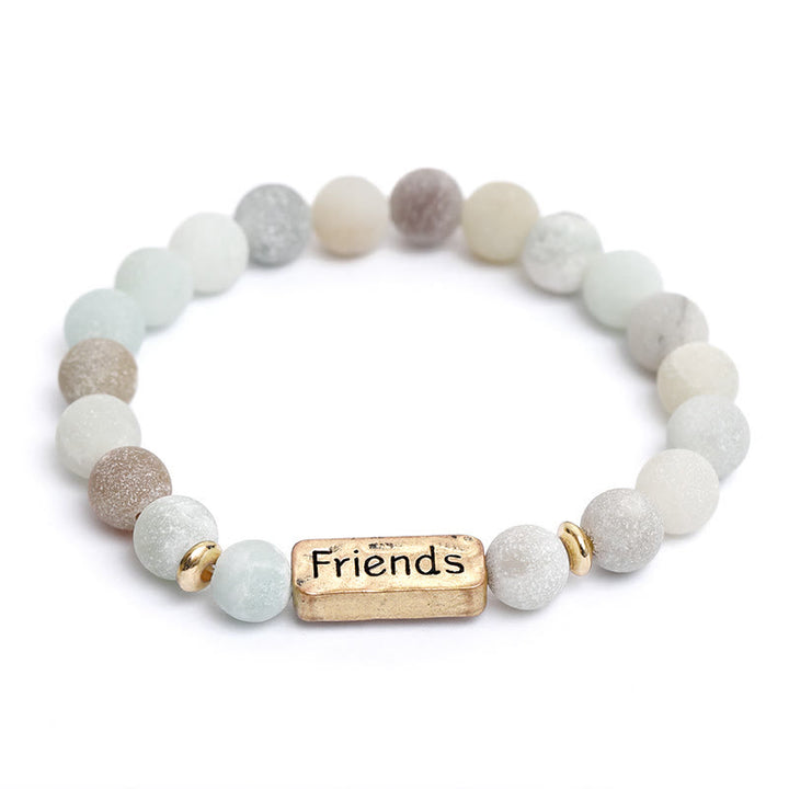 Bracelet gravé Amis en pierres précieuses naturelles Olivenorma