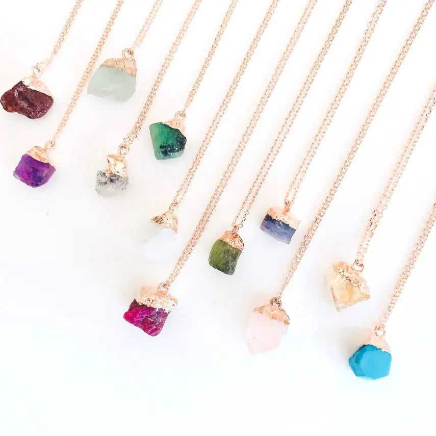 Collier en pierre précieuse brute irrégulière en cristal Olivenorma