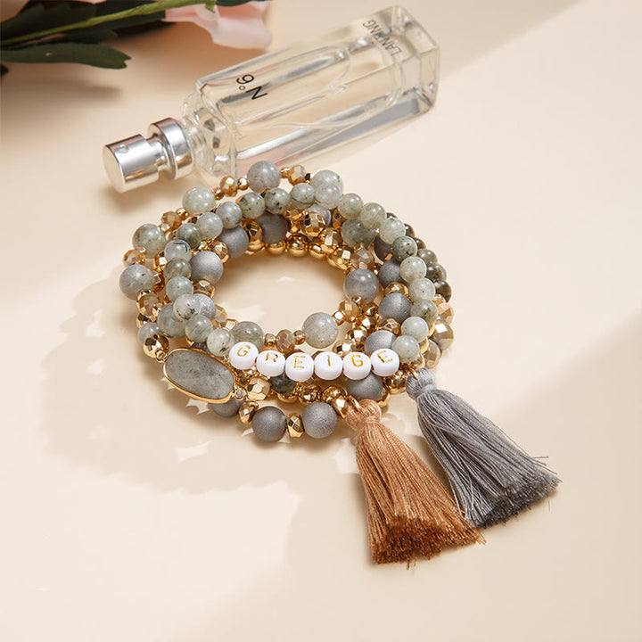 Olivenorma Lot de 6 bracelets en cristal naturel gravés