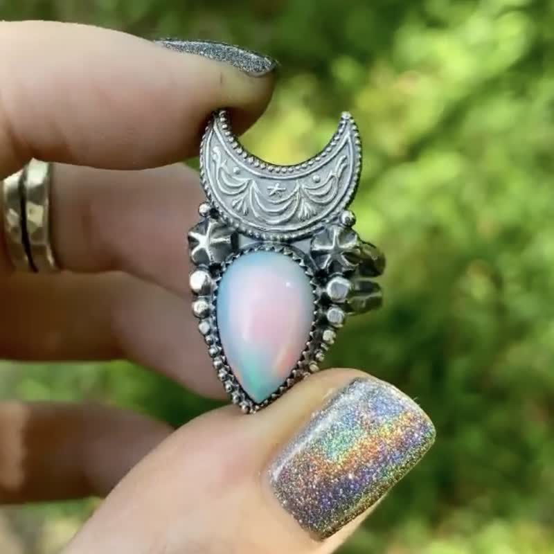 Collier vintage Olivenorma avec pierre de lune et goutte d'eau