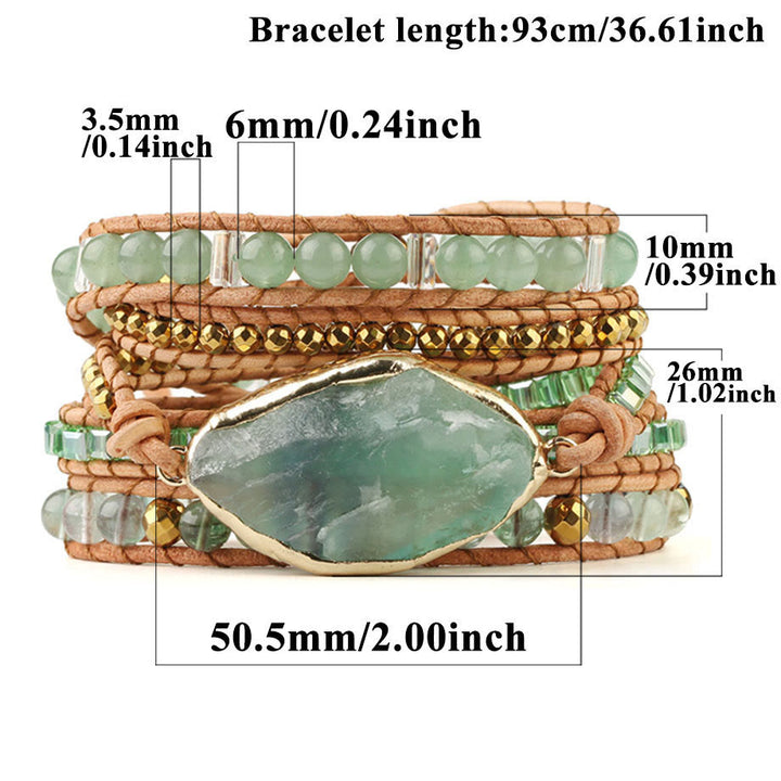 Bracelet tressé en perles de préhnite avec accessoires en fluorite verte Olivenorma