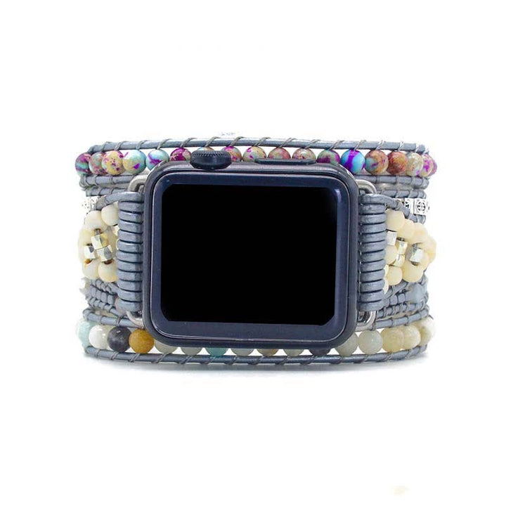Bracelet enveloppant pour Apple Watch en jaspe naturel et amazonite Olivenorma