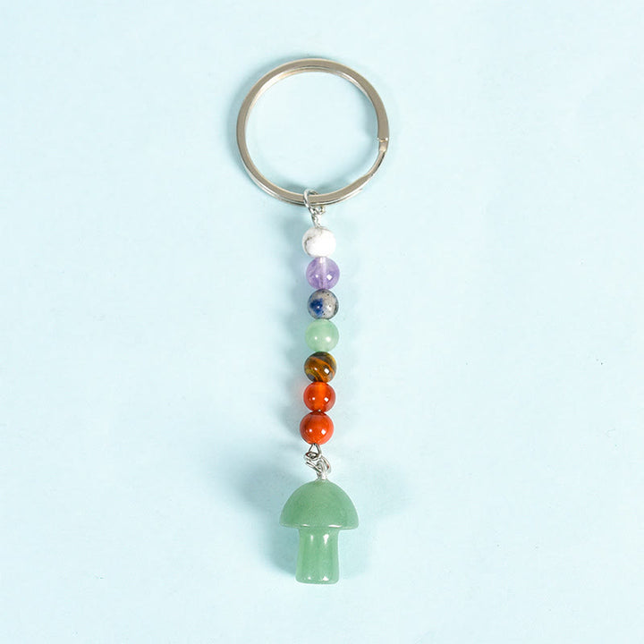 Porte-clés en perles de cristal de chakra en forme de champignon Olivenorma