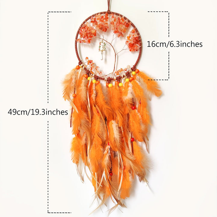 Pendentif Arbre de Vie Chaton Olivenorma Attrape-rêves orange 