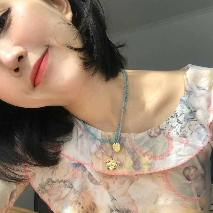 Collier avec pendentif en métal et cristal naturel Olivenorma