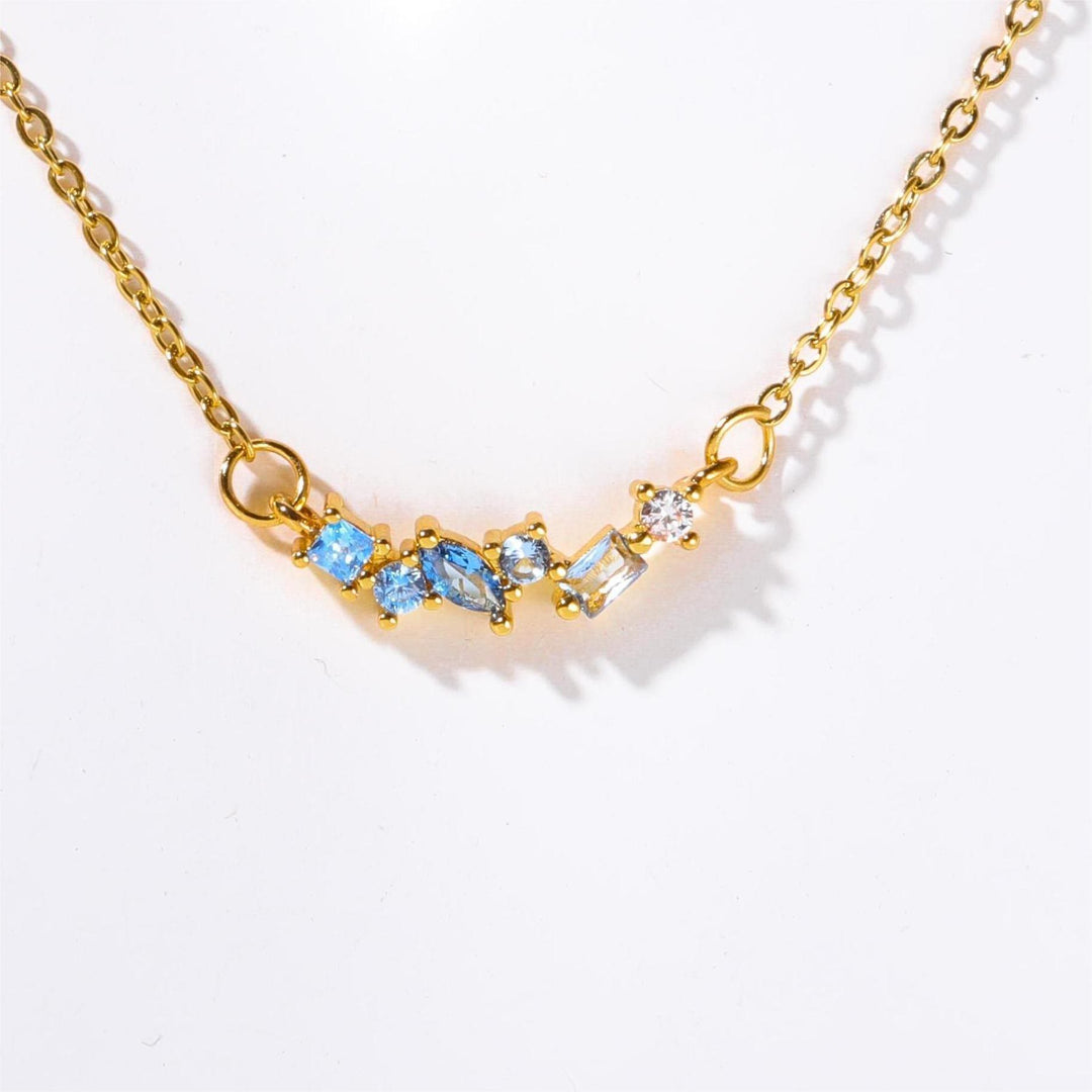Collier avec pendentif en perles et pierres de naissance multiples Olivenorma plaqué or et cuivre 