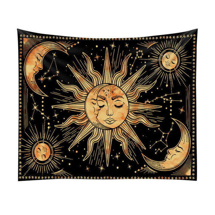 Tapisserie murale à suspendre style rétro avec motif soleil et lune de Olivenorma