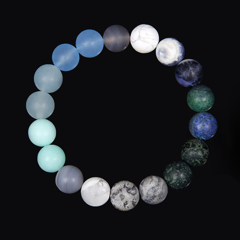 Bracelet planète en perles naturelles givrées de 10 mm Olivenorma 