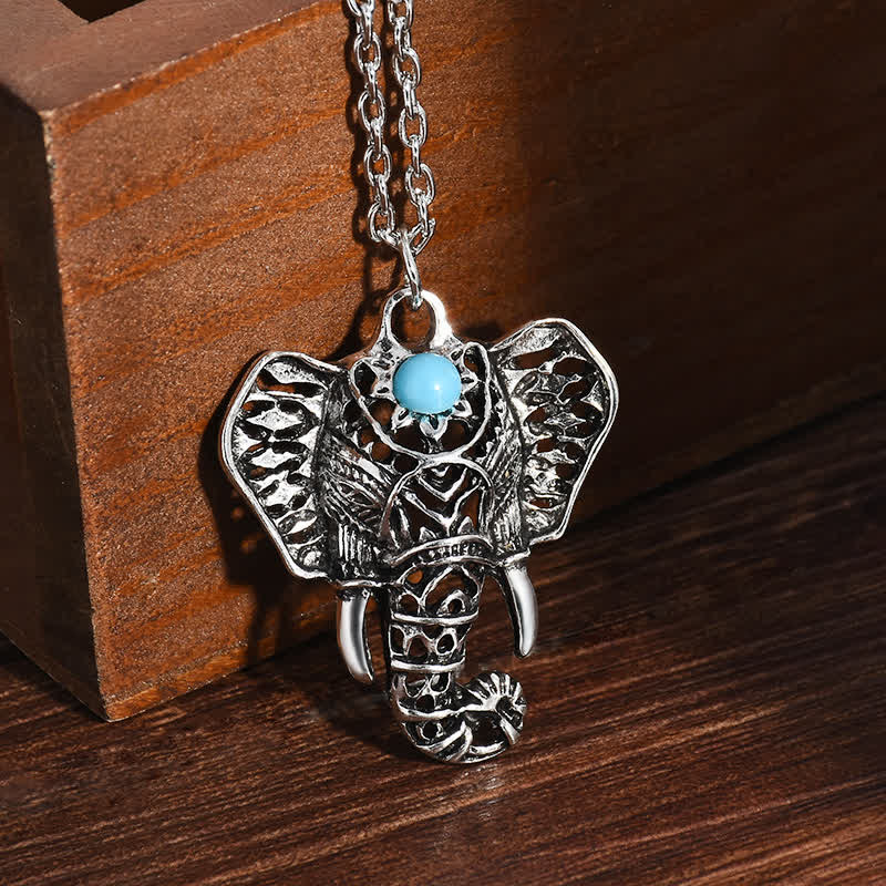 Collier éléphant turquoise vintage Olivenorma - Turquoise - image 0