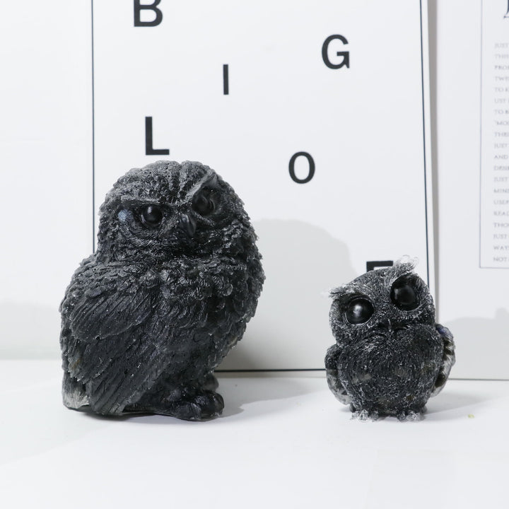 Ornement en pierre précieuse sculptée en forme de hibou en cristal naturel Olivenorma