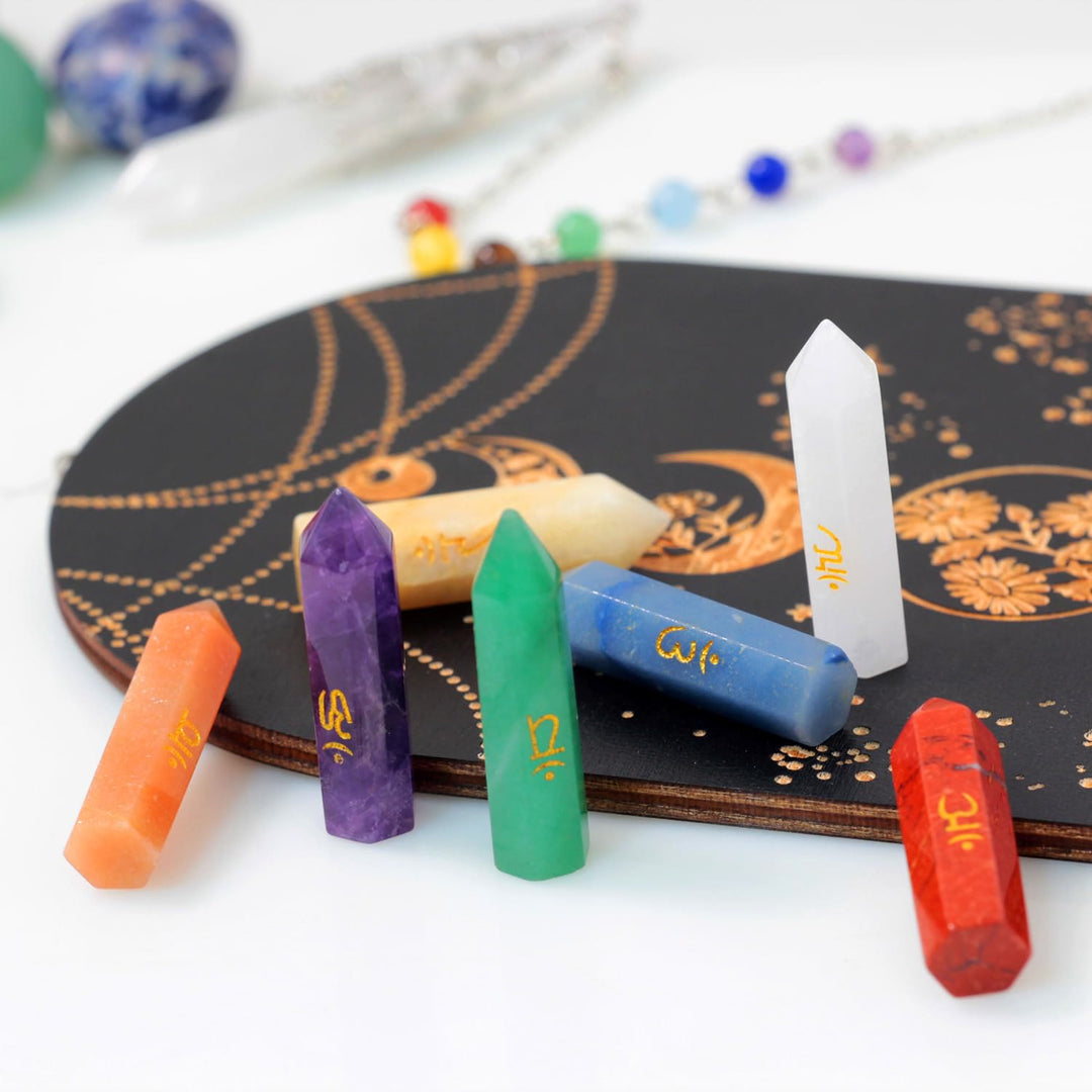 Ensemble de baguettes de cristal décoratives pour chakras de guérison Olivenorma