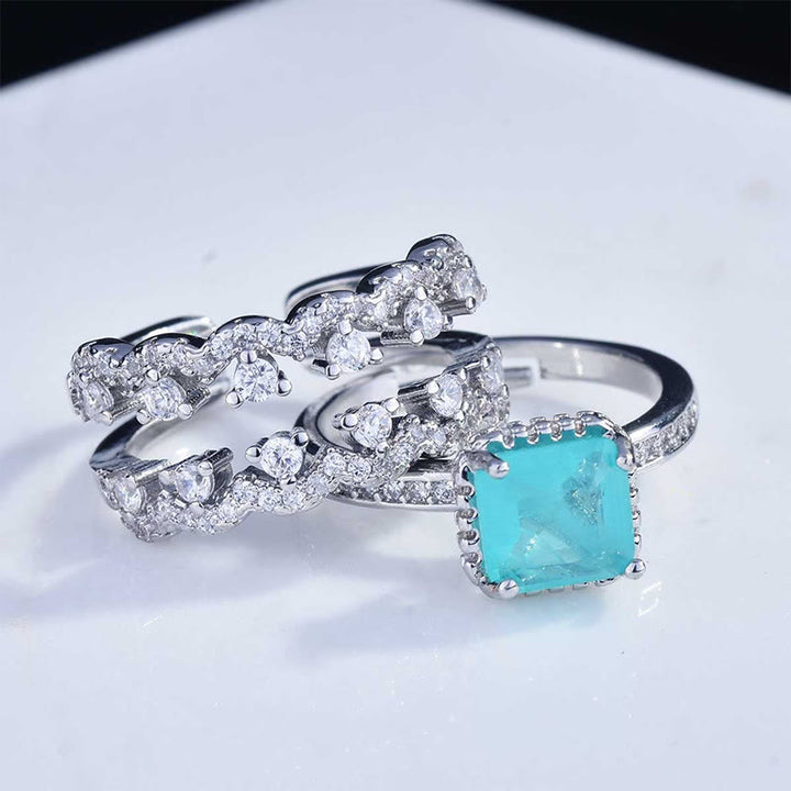 Ensemble de 2 bagues en tourmaline Paraiba Olivenorma
