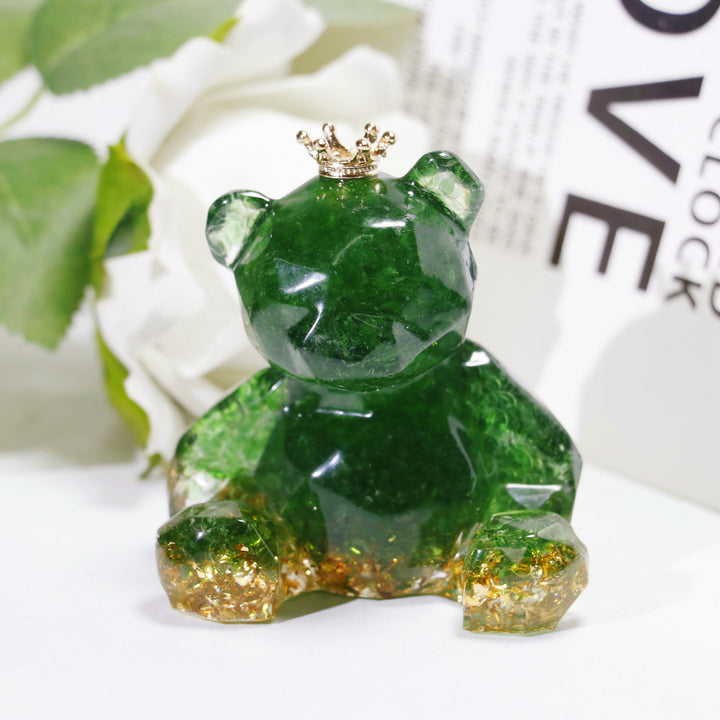 Ornement en résine de gravier de cristal Olivenorma en forme d'ours en pierre précieuse