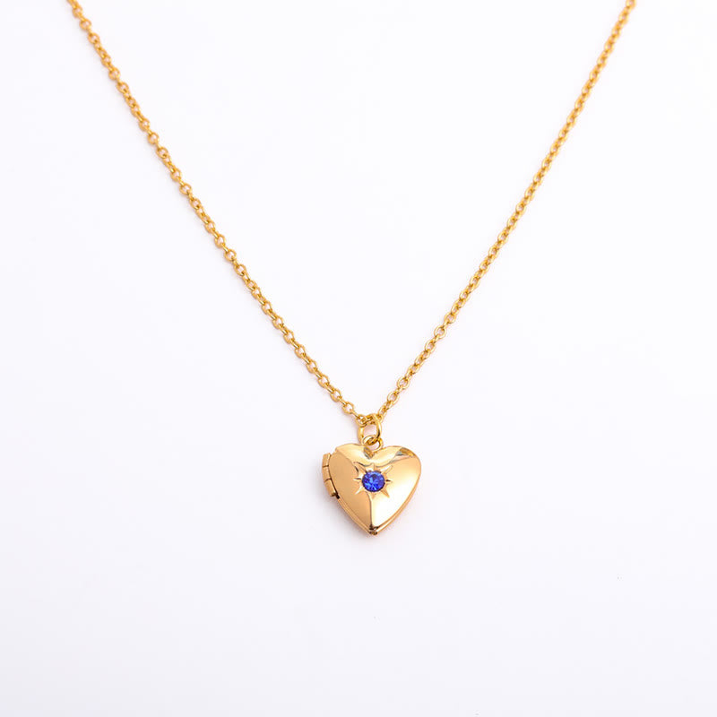 Collier album coeur avec pierre de naissance Olivenorma « Shine in My Heart » 