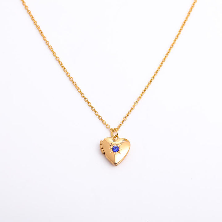 Collier album coeur avec pierre de naissance Olivenorma « Shine in My Heart » 