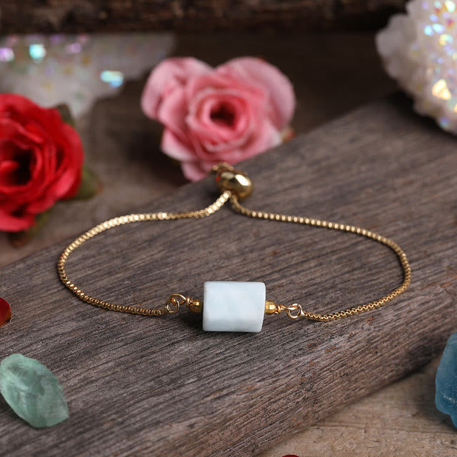 Bracelet chaîne en métal avec pierres prismatiques en cristal naturel Olivenorma