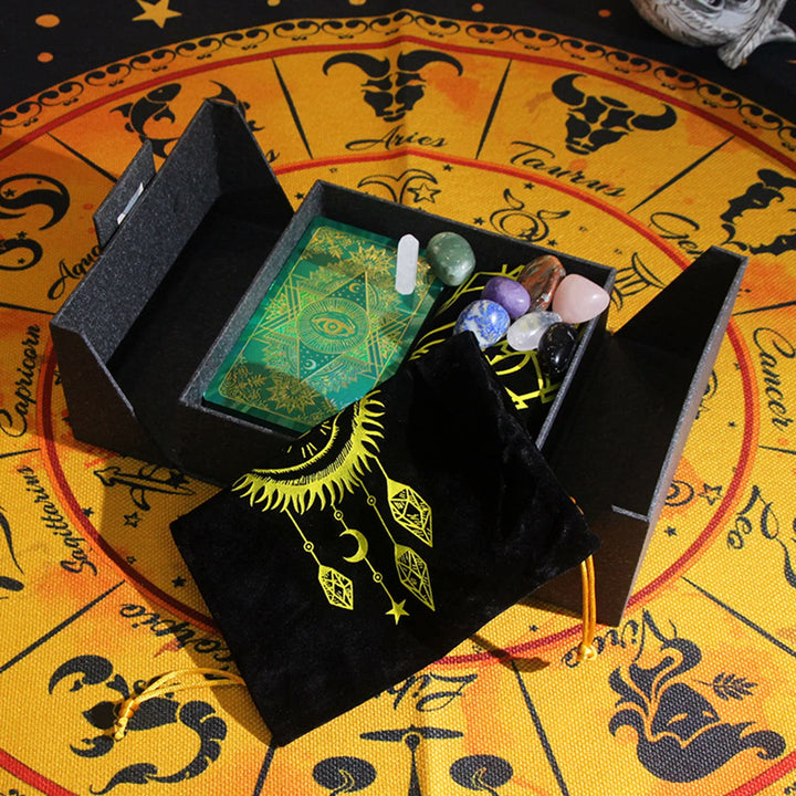 Jeu de cartes de tarot avec nappe en cristal de feuille Olivenorma