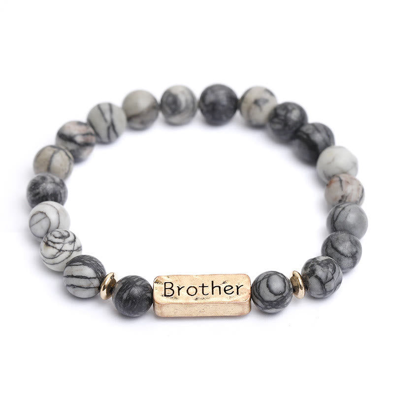 Bracelet gravé avec pierres précieuses naturelles Olivenorma Brother