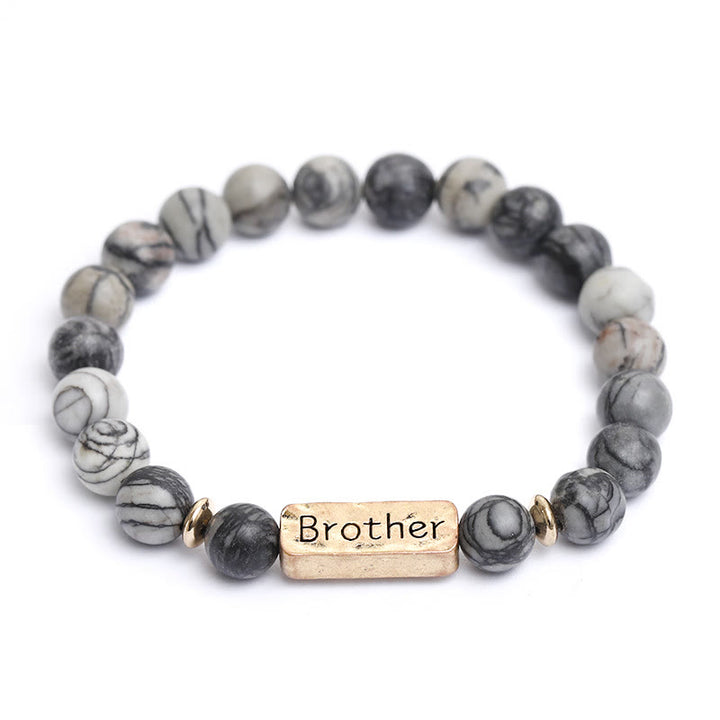 Bracelet gravé avec pierres précieuses naturelles Olivenorma Brother