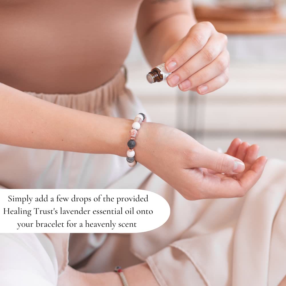 Bracelet en pierre de lave rhodonite Olivenorma avec huile essentielle de lavande 
