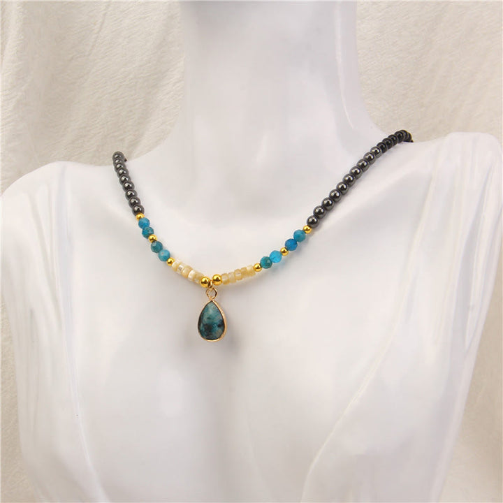 Collier pendentif en pierre précieuse en verre à facettes en obsidienne naturelle Olivenorma