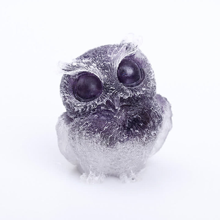 Décoration en pierre précieuse en forme de hibou en résine cristalline naturelle Olivenorma