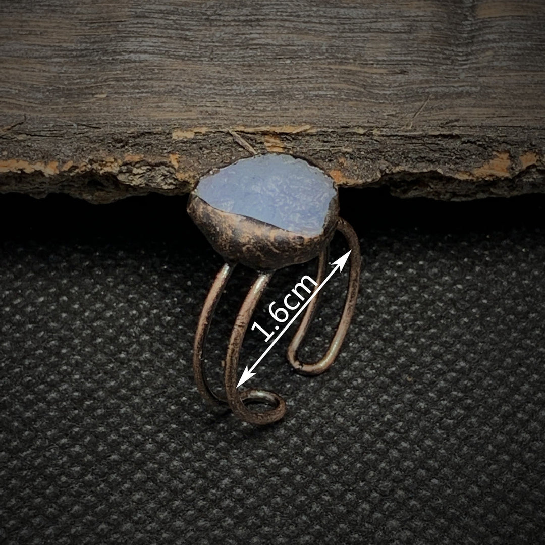 Bague ajustable en pierre brute irrégulière naturelle Olivenorma avec douze pierres de naissance