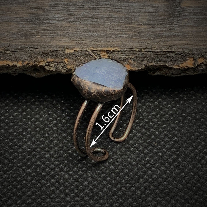 Bague ajustable en pierre brute irrégulière naturelle Olivenorma avec douze pierres de naissance