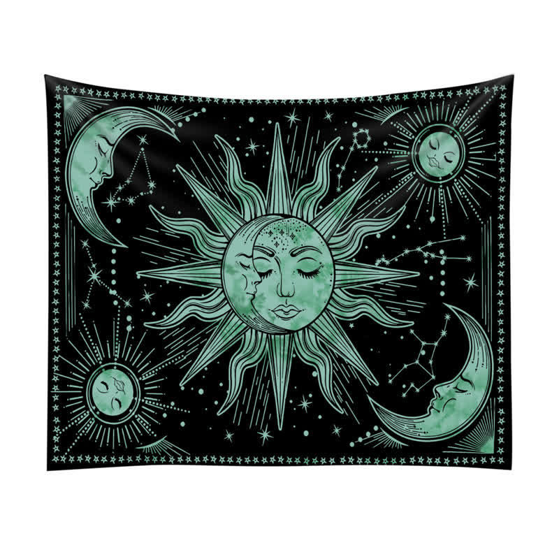 Tapisserie murale à suspendre style rétro avec motif soleil et lune de Olivenorma